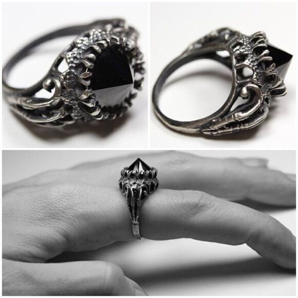 NEW Bloodmilk Jewels Belonging to the Darkness Silver & Black Onyx 7 Ring - Picture 2 of 5